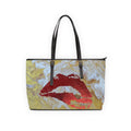 Lip Print "The Devouring" PU Shoulder Bag — Gold Marble Kiss Tote