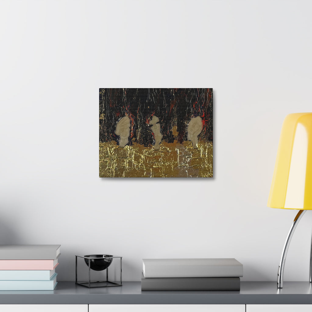 Abstract Gold Leaf Canvas Wall Art — Textured Black & Red Contemporary Painting