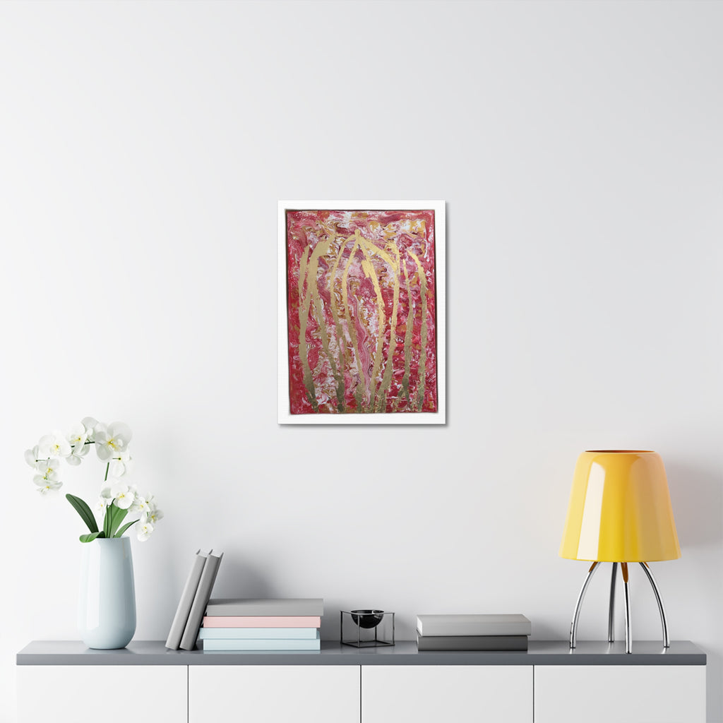Abstract Red & Gold Stretched "She Pours" Canvas Wall Art – "She Pours" Modern Textured Painting