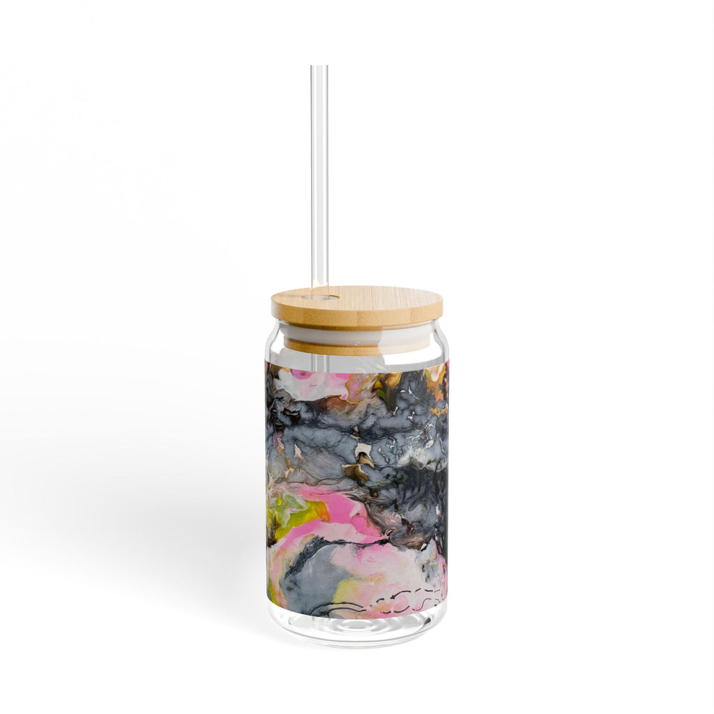 Abstract Marble "Liquid Optimism" Sipper no plastics Glass, 16oz