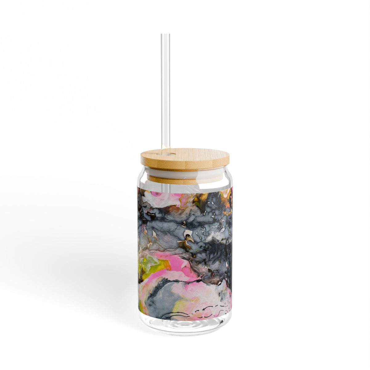 Abstract Marble "Liquid Optimism" Sipper no plastics Glass, 16oz