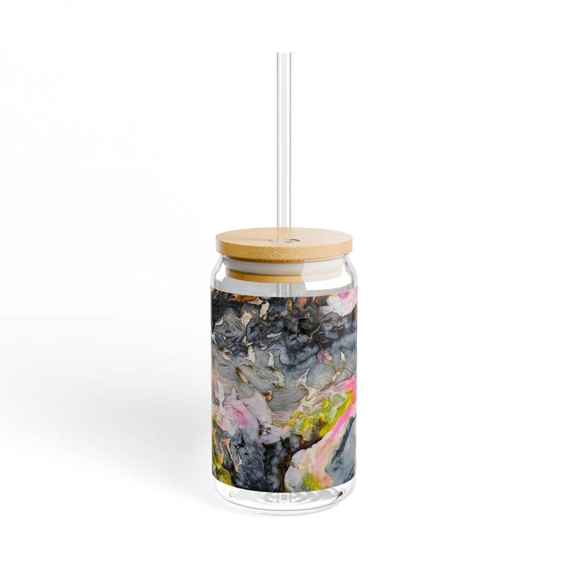 Abstract Marble "Liquid Optimism" Sipper no plastics Glass, 16oz