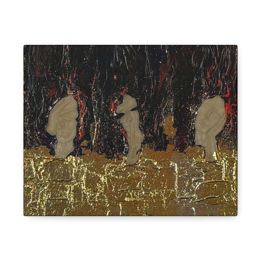 Abstract Gold Leaf Canvas Wall Art — Textured Black & Red Contemporary Painting