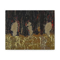 Abstract Gold Leaf Canvas Wall Art — Textured Black & Red Contemporary Painting