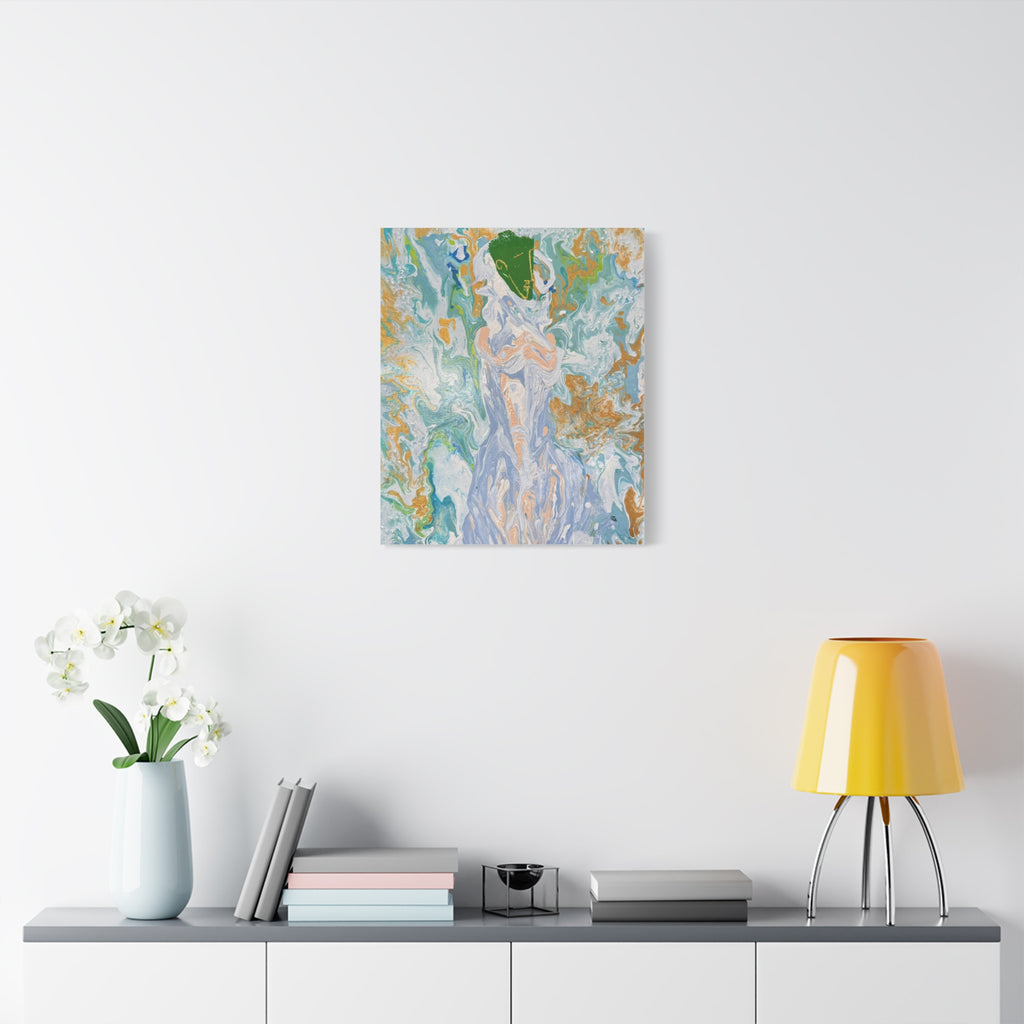 Abstract Fluid "Emerald Goddess" Matte Stretched Wall Art
