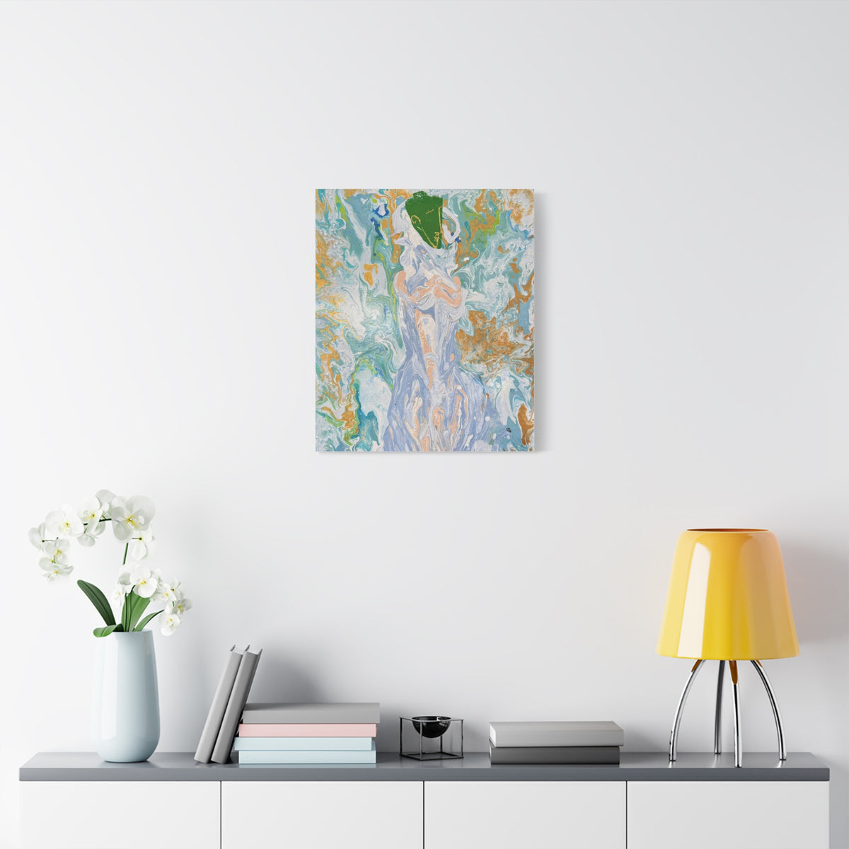 Abstract Fluid "Emerald Goddess" Matte Stretched Wall Art