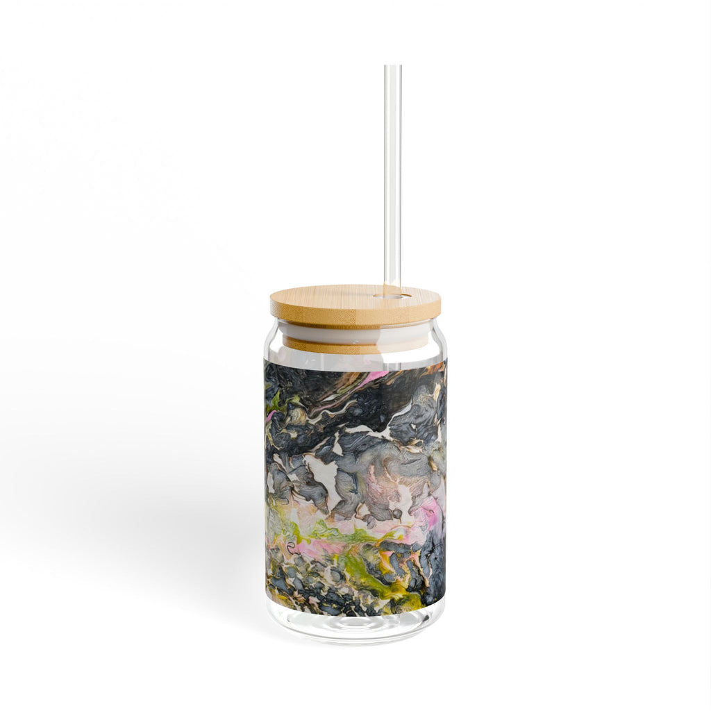 Abstract Marble "Liquid Optimism" Sipper no plastics Glass, 16oz