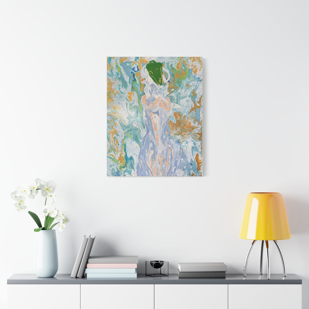 Abstract Fluid "Emerald Goddess" Matte Stretched Wall Art
