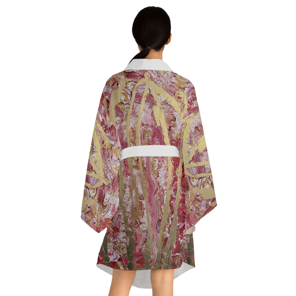 She Pours Kimono Robe – Lightweight Long Sleeve Lounge Kimono