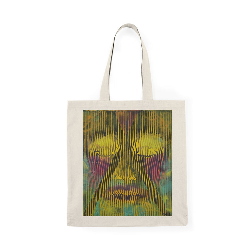 Abstract Psychedelic Face " Electric Aura"Tote Bag