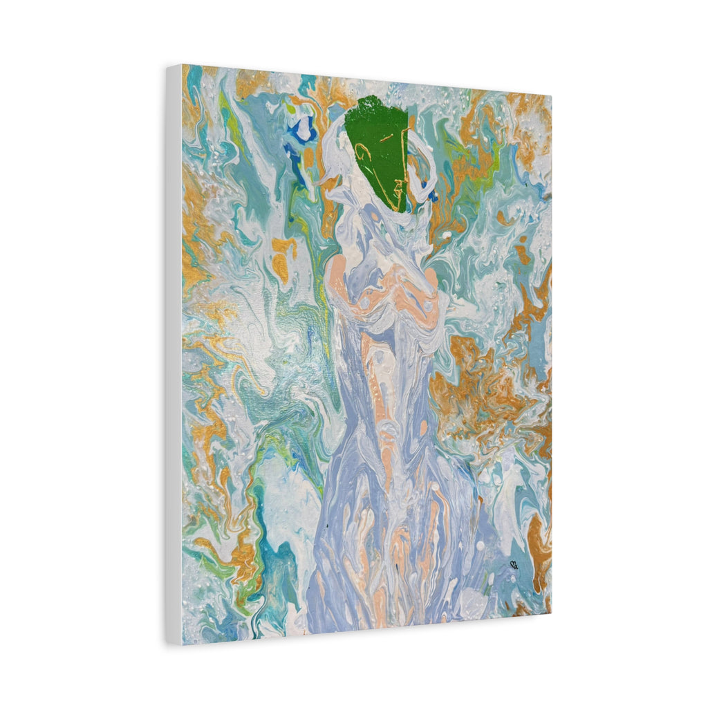 Abstract Fluid "Emerald Goddess" Matte Stretched Wall Art