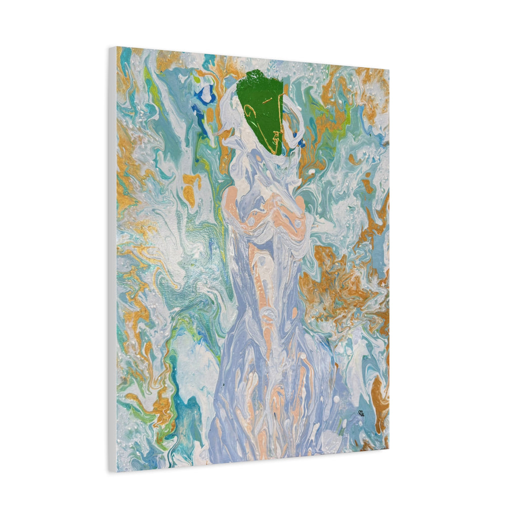 Abstract Fluid "Emerald Goddess" Matte Stretched Wall Art