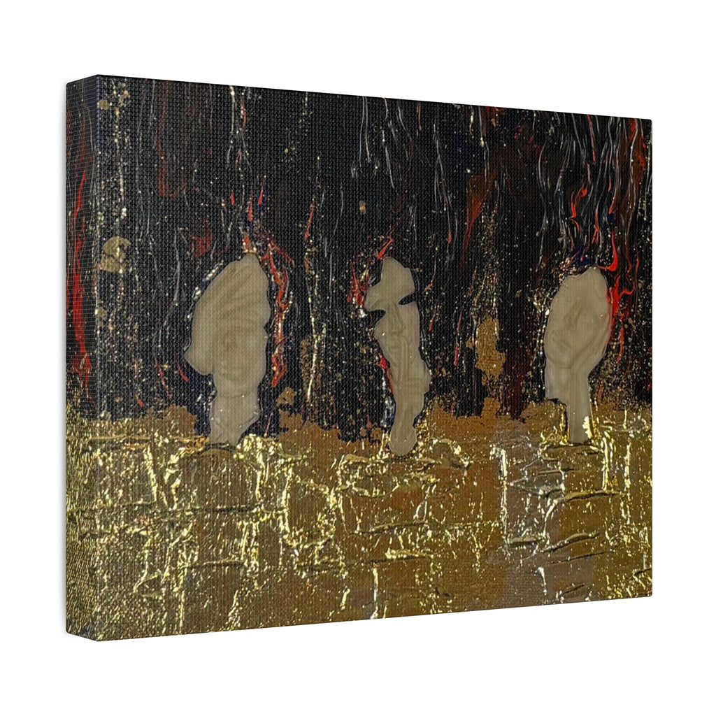 Abstract Gold Leaf Canvas Wall Art — Textured Black & Red Contemporary Painting