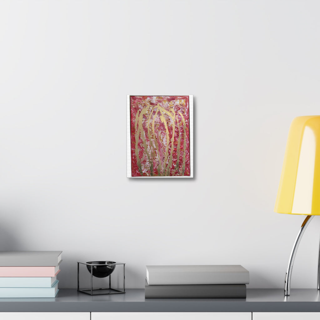 Abstract Red & Gold Stretched "She Pours" Canvas Wall Art – "She Pours" Modern Textured Painting