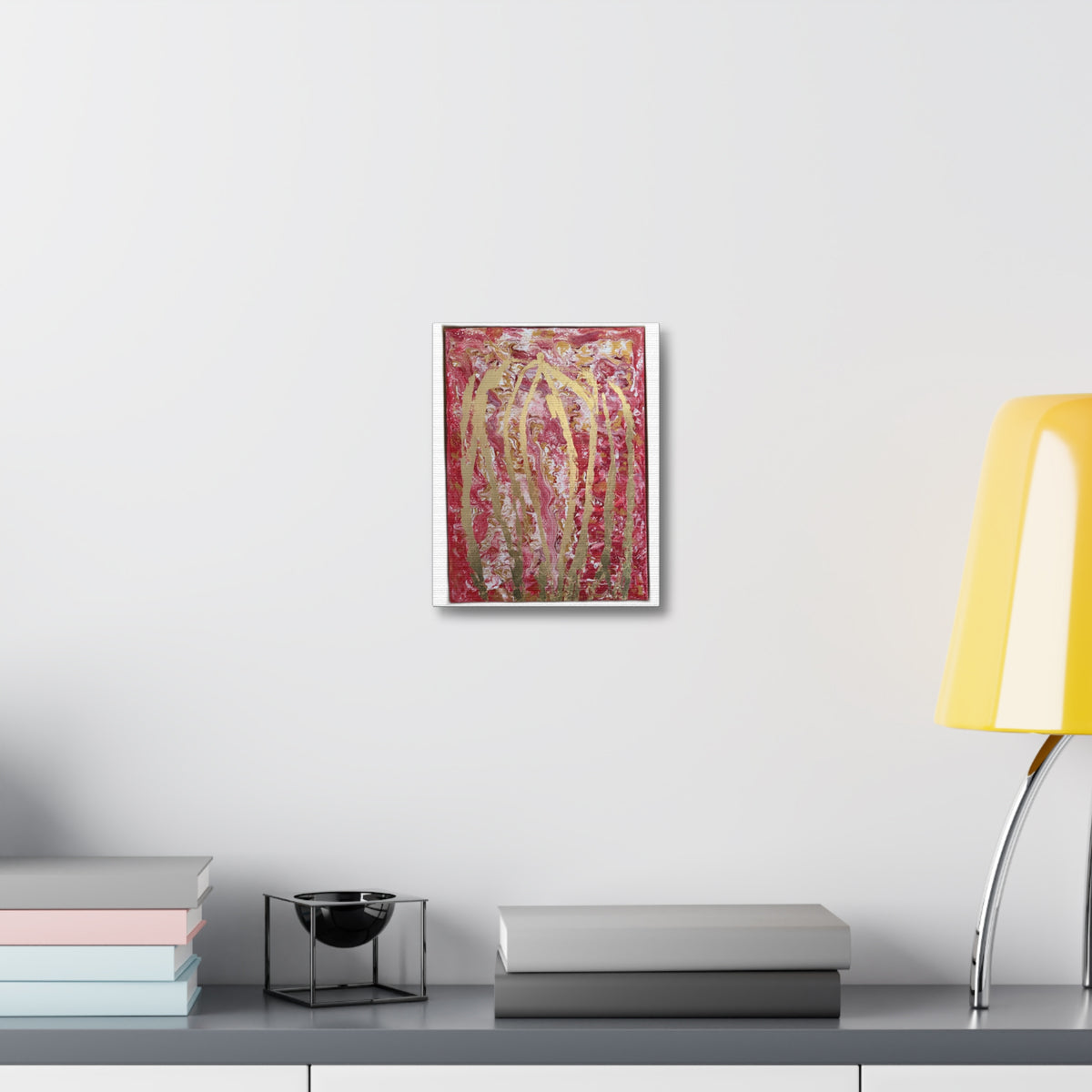 Abstract Red & Gold Stretched "She Pours" Canvas Wall Art – "She Pours" Modern Textured Painting