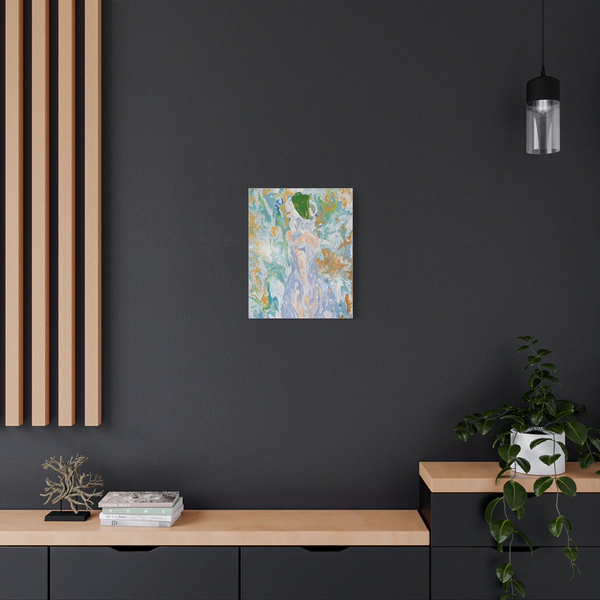 Abstract Fluid "Emerald Goddess" Matte Stretched Wall Art