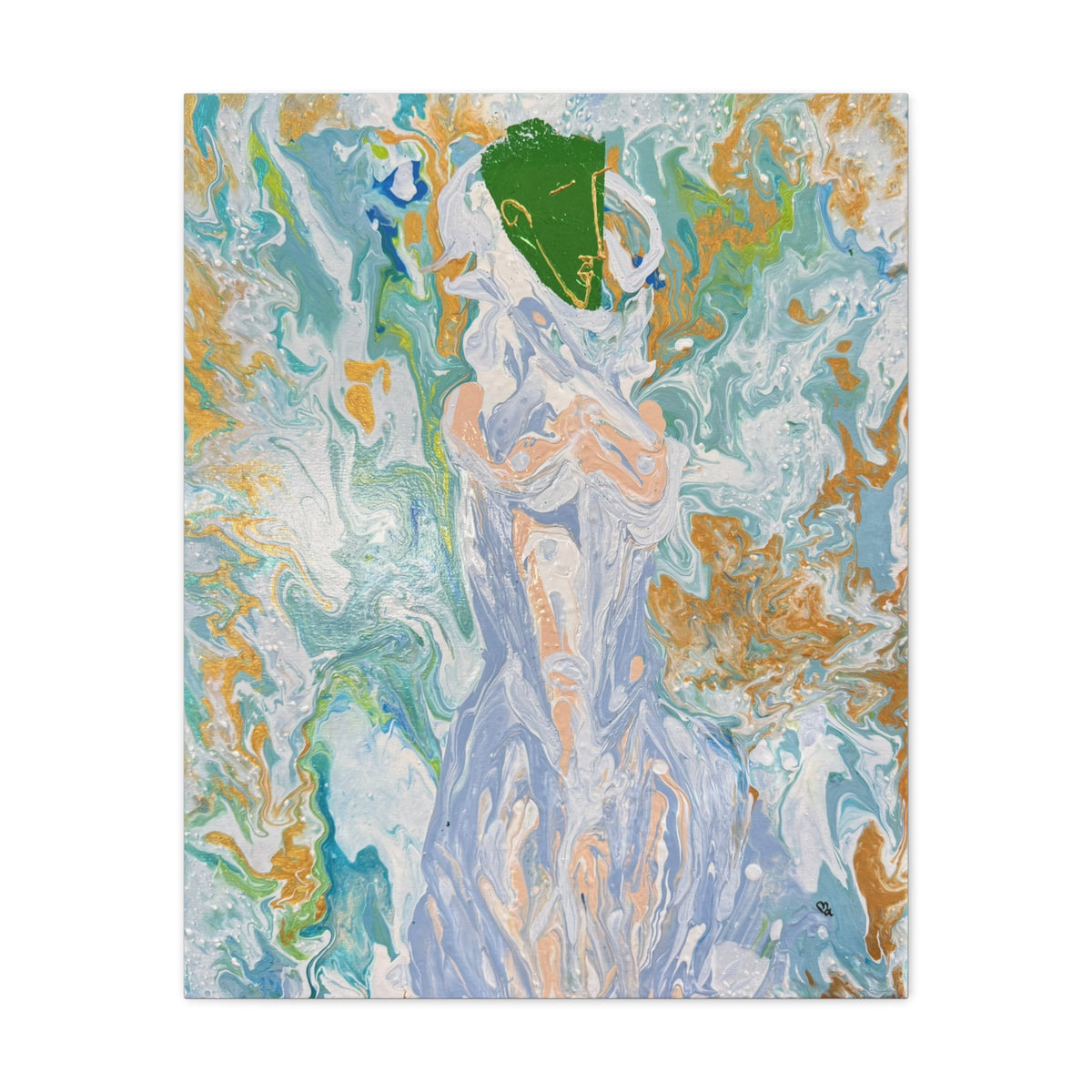 Abstract Fluid "Emerald Goddess" Matte Stretched Wall Art