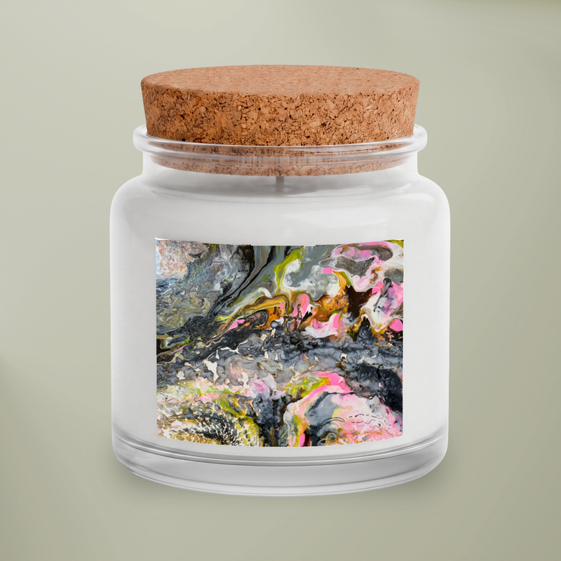 Abstract Marble "Liquid Optimism" Blush & Bloom 4-Piece Gift Set — Candle, Blanket, Crochet Bouquet & Bow Clip