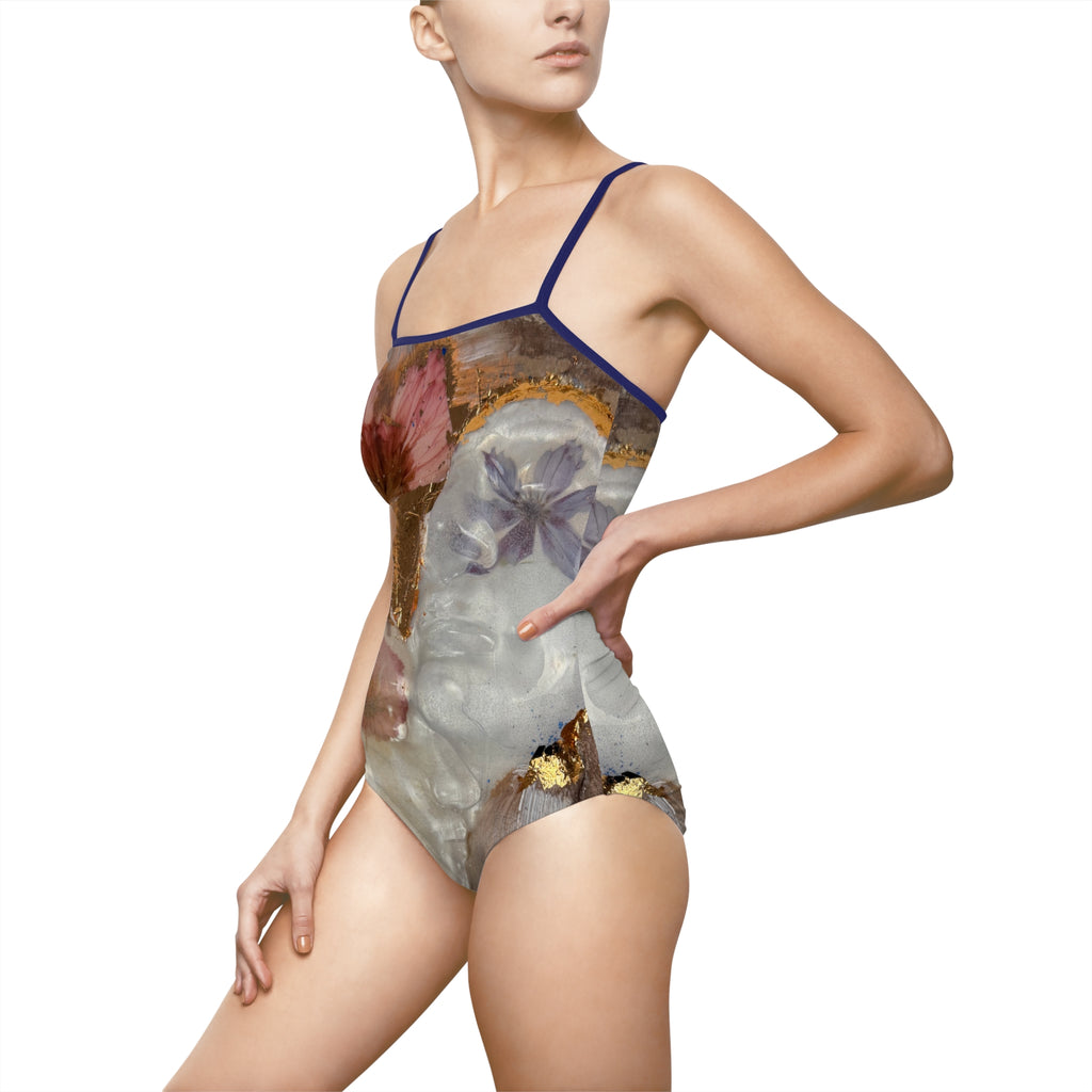 Floral Abstract Art Pattern "Me&You" One-Piece Swimsuit