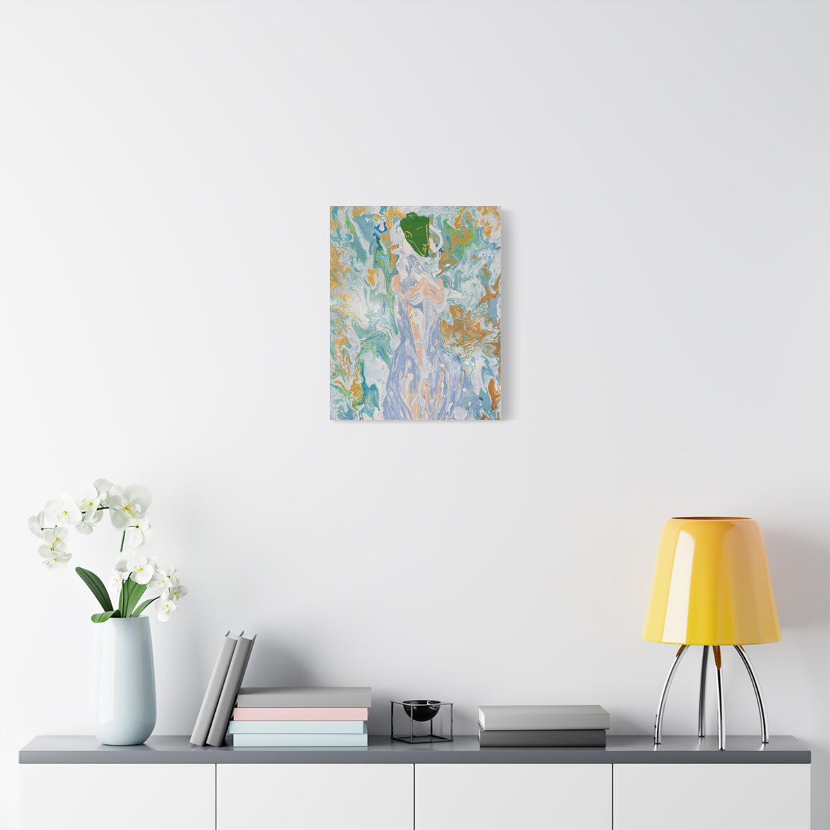 Abstract Fluid "Emerald Goddess" Matte Stretched Wall Art