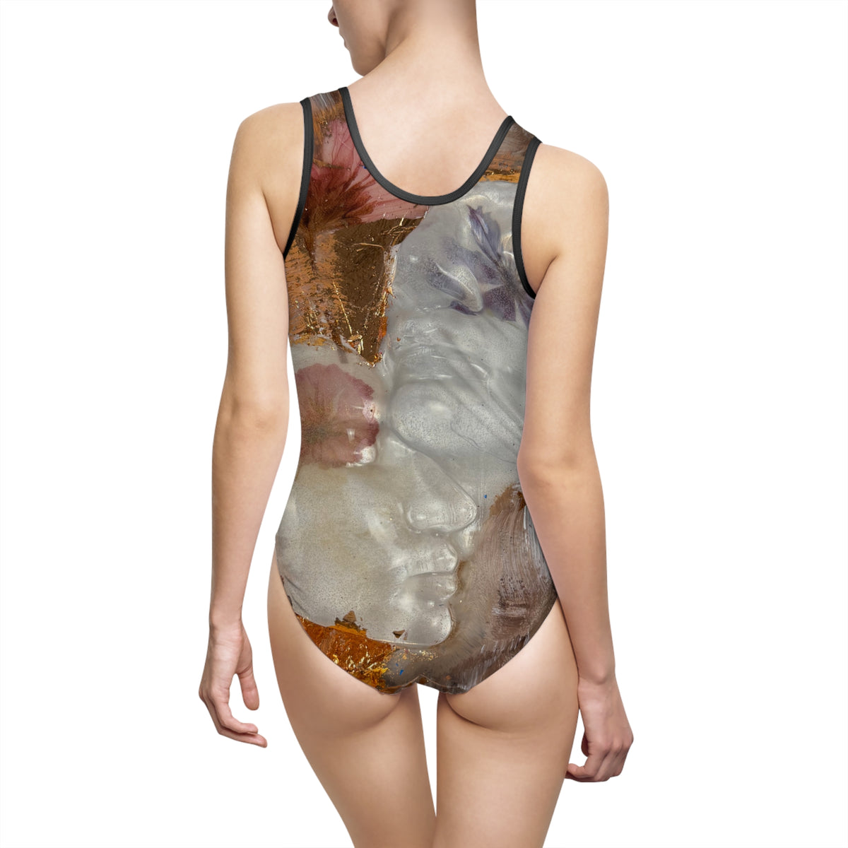 Floral Abstract Art Pattern "Me&You" One-Piece Swimsuit