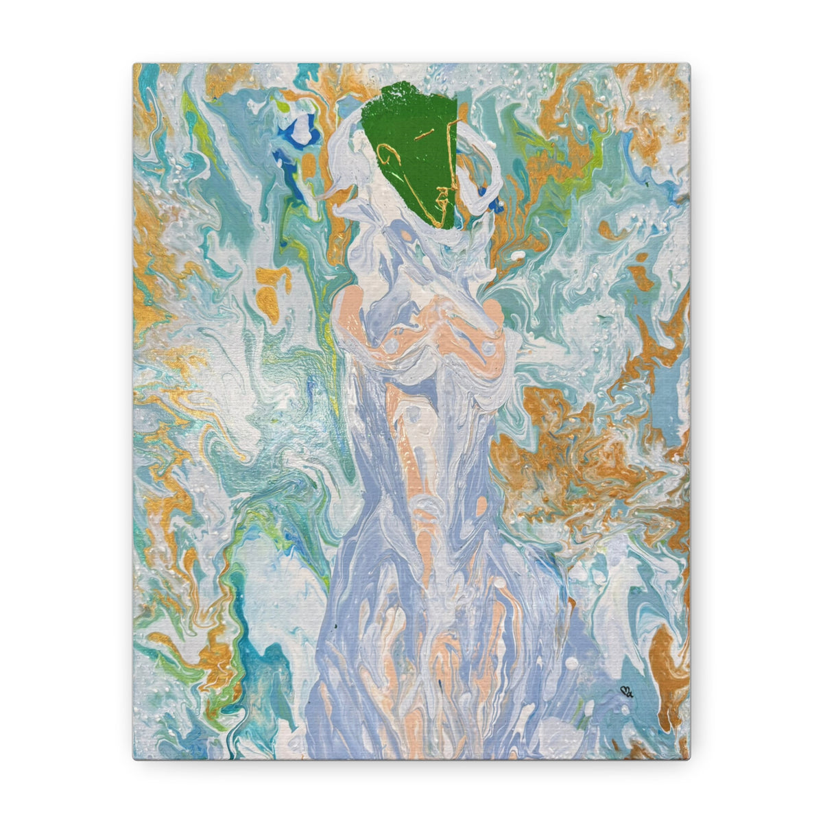 Abstract Fluid "Emerald Goddess" Matte Stretched Wall Art