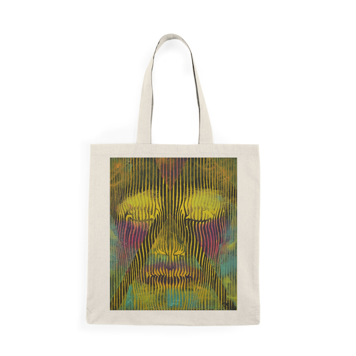 Abstract Psychedelic Face " Electric Aura"Tote Bag