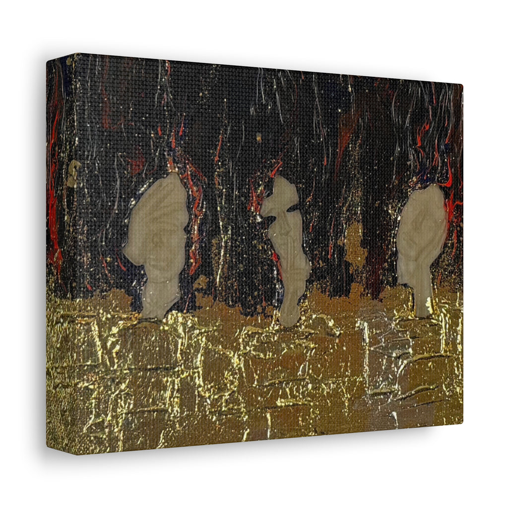 Abstract Gold Leaf Canvas Wall Art — Textured Black & Red Contemporary Painting