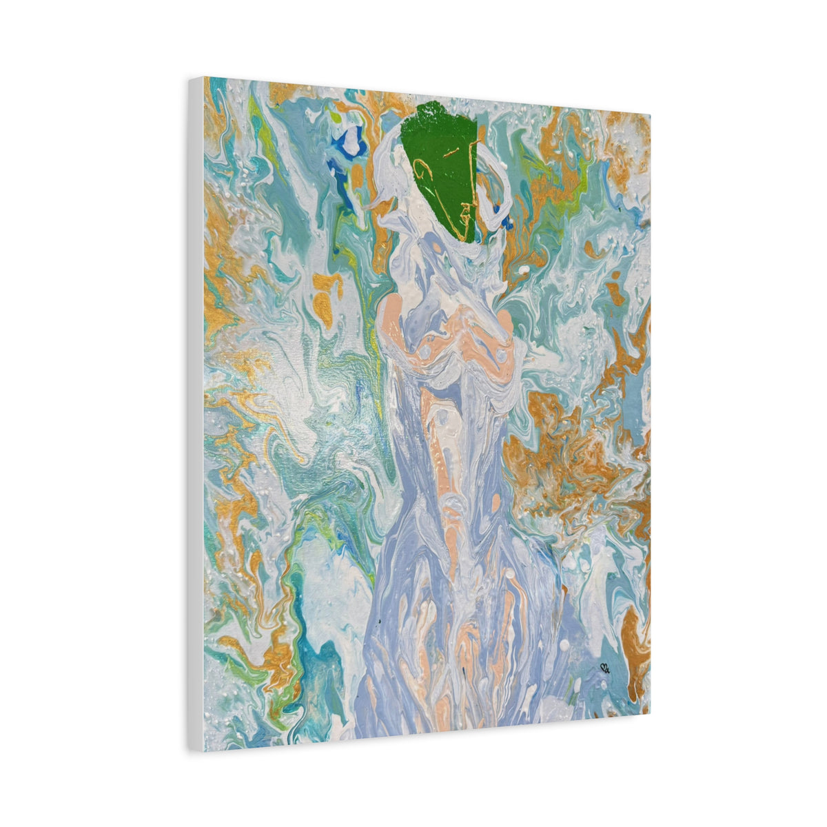 Abstract Fluid "Emerald Goddess" Matte Stretched Wall Art