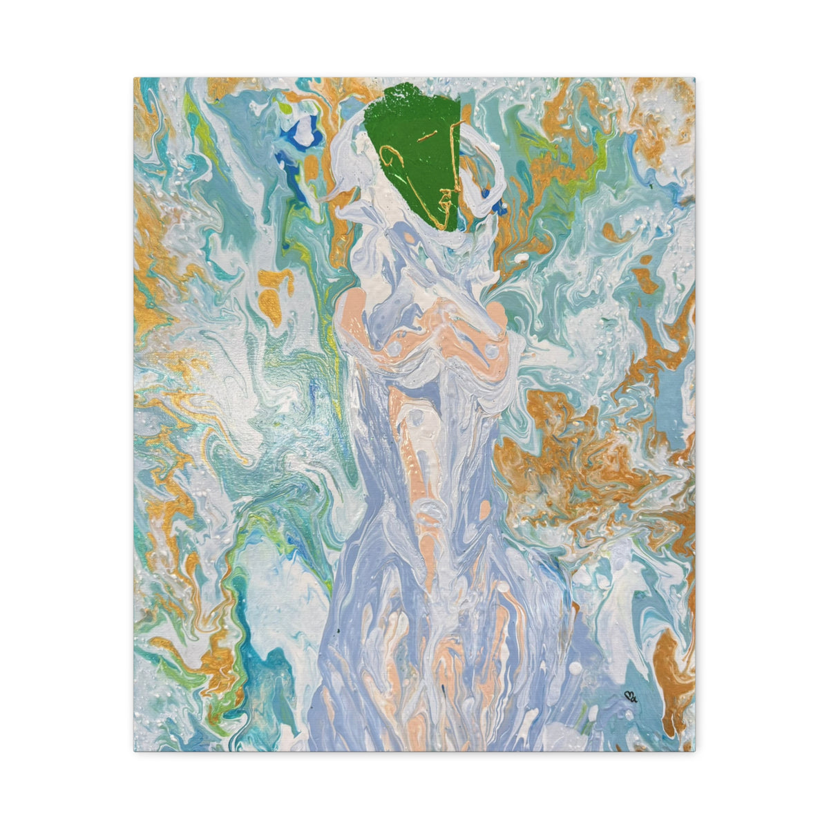 Abstract Fluid "Emerald Goddess" Matte Stretched Wall Art