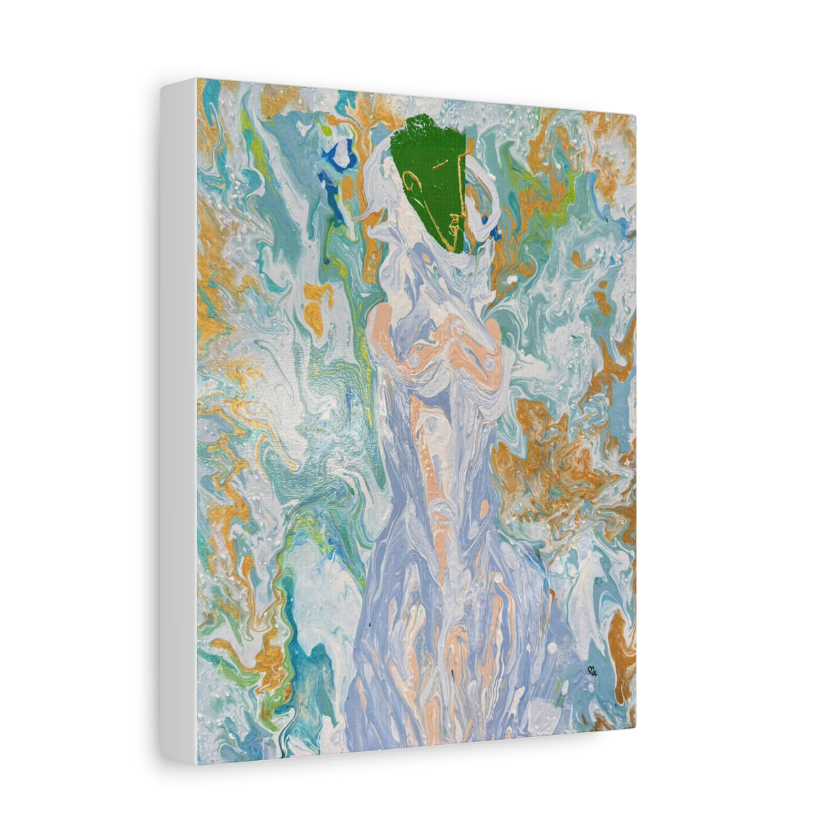 Abstract Fluid "Emerald Goddess" Matte Stretched Wall Art