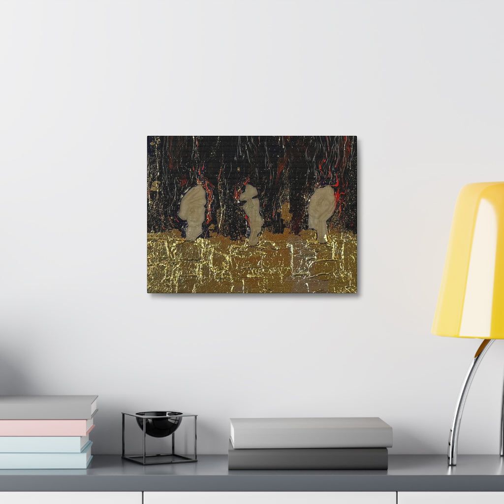 Abstract Gold Leaf Canvas Wall Art — Textured Black & Red Contemporary Painting