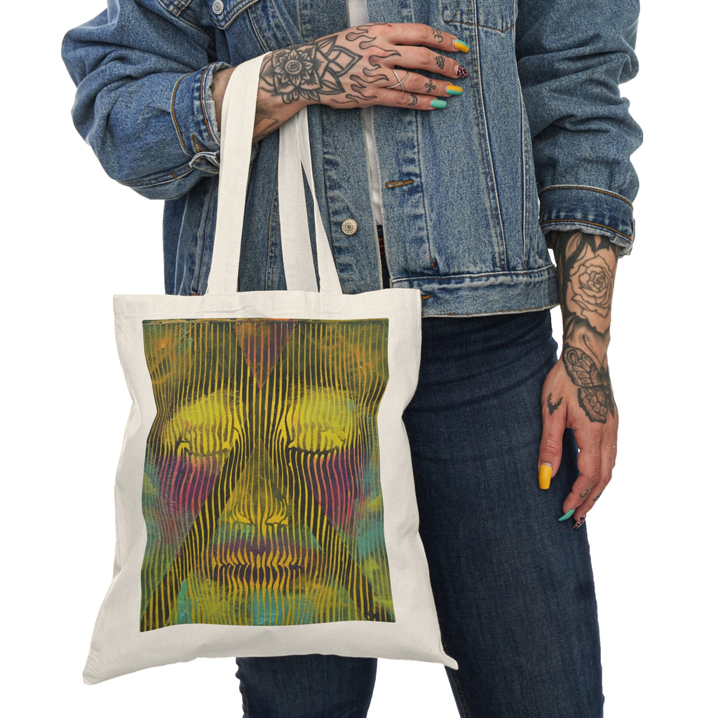 Abstract Psychedelic Face " Electric Aura"Tote Bag