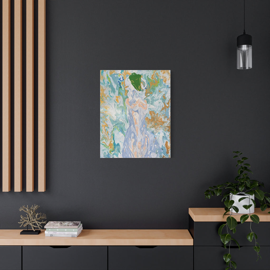Abstract Fluid "Emerald Goddess" Matte Stretched Wall Art