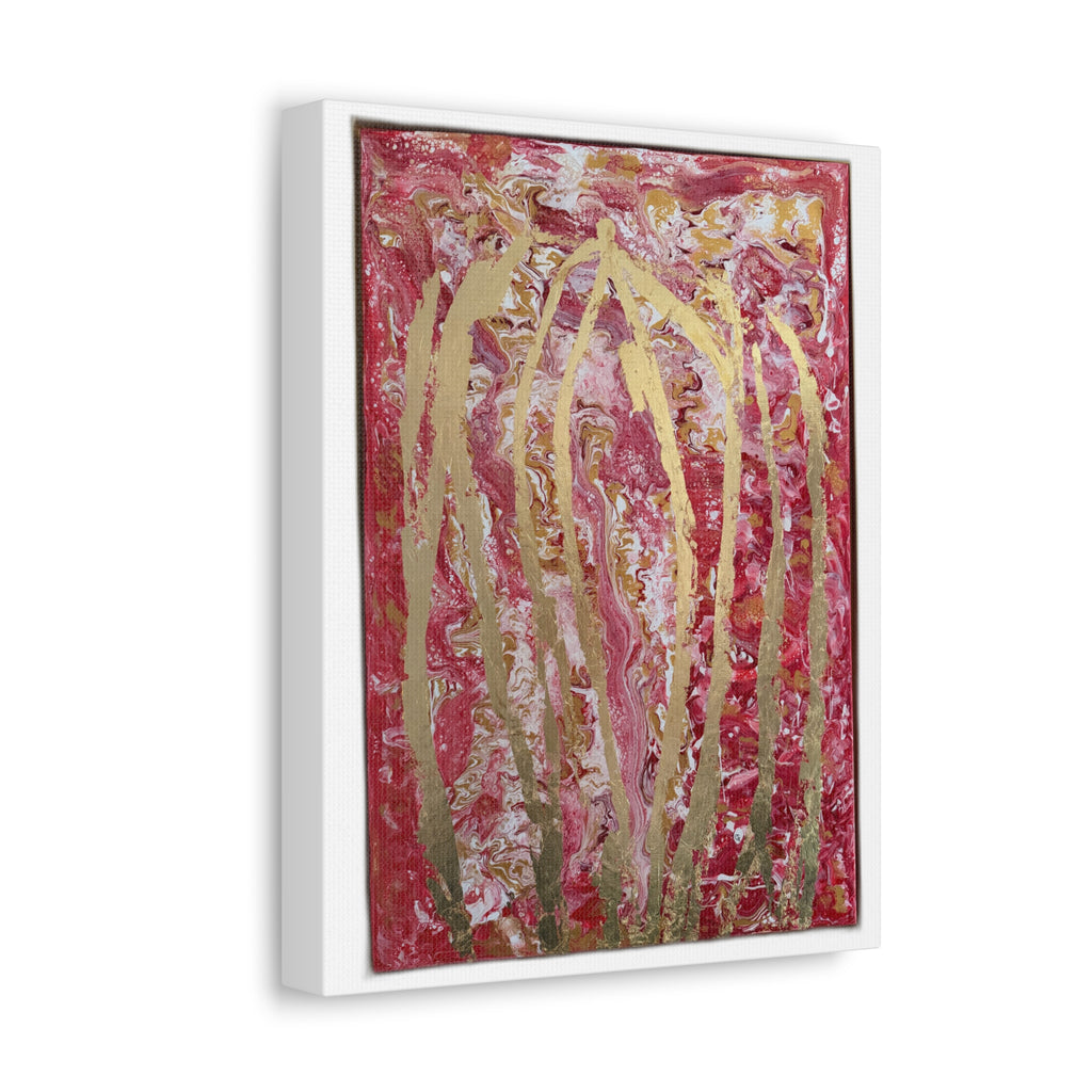 Abstract Red & Gold Stretched "She Pours" Canvas Wall Art – "She Pours" Modern Textured Painting