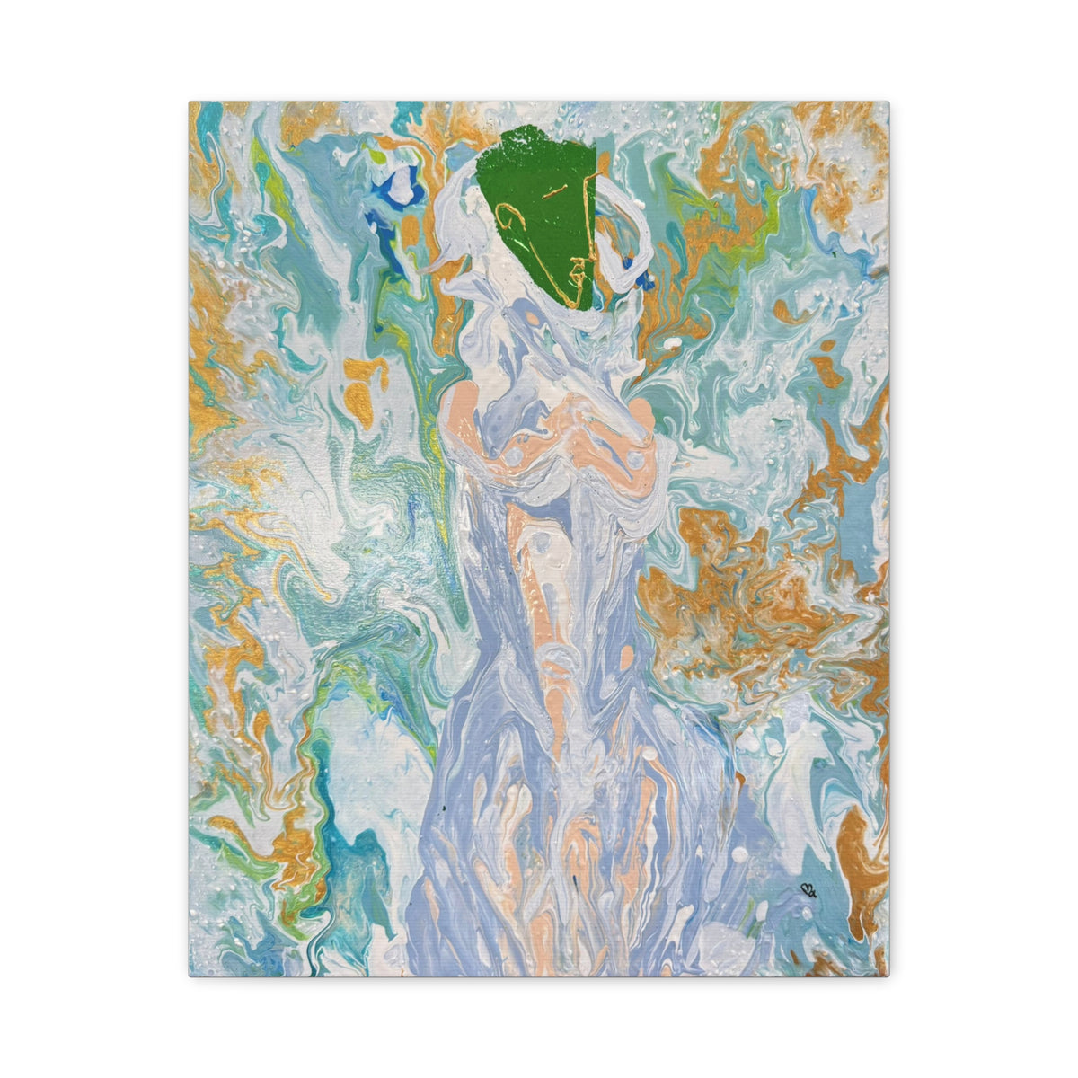 Abstract Fluid "Emerald Goddess" Matte Stretched Wall Art