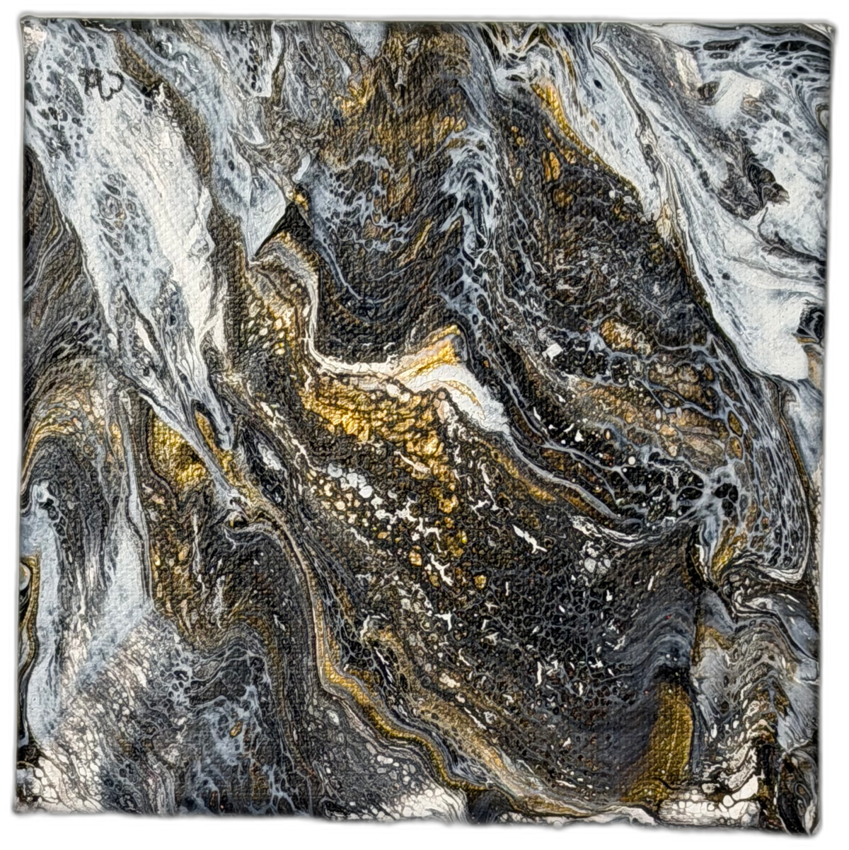 ArtAcrylicpourBlack_GreyGoldmarble - Not In The Gallery